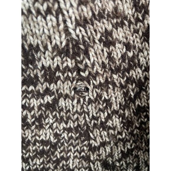 Gap Lambs Wool Sweater Womens S/M  Brown Beige Chunky Cardigan Drape Collar Top - Picture 10 of 16